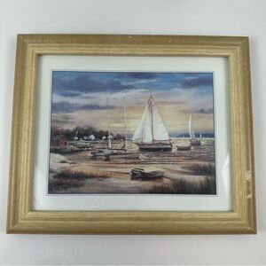 Framed Nautical Sailboat Art
